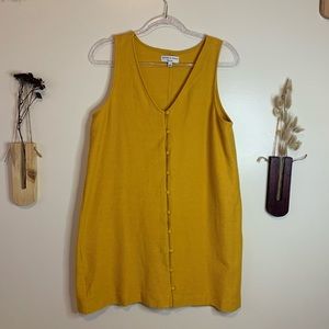 Ribbed Madewell Heather Button Front Tank Dress Size Large in Mustard Yellow